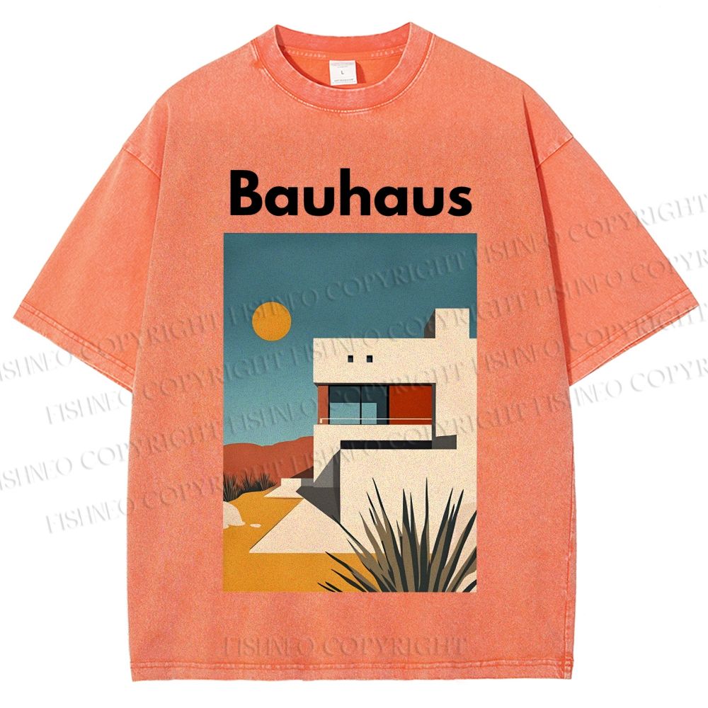 Unisex Bauhaus Architecture Printed Washed Tee