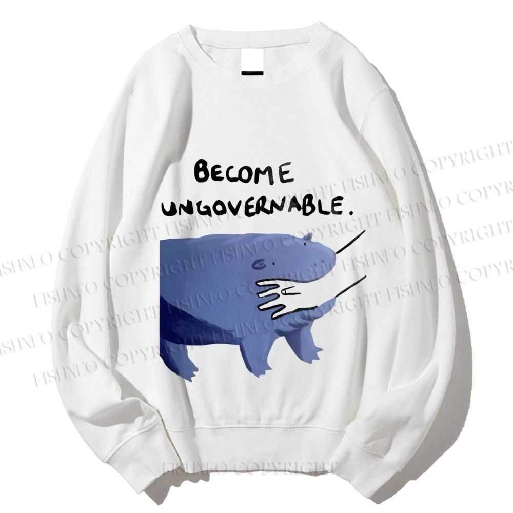 Unisex Hippo Bites Someone's Arm Printed Sweatshirt