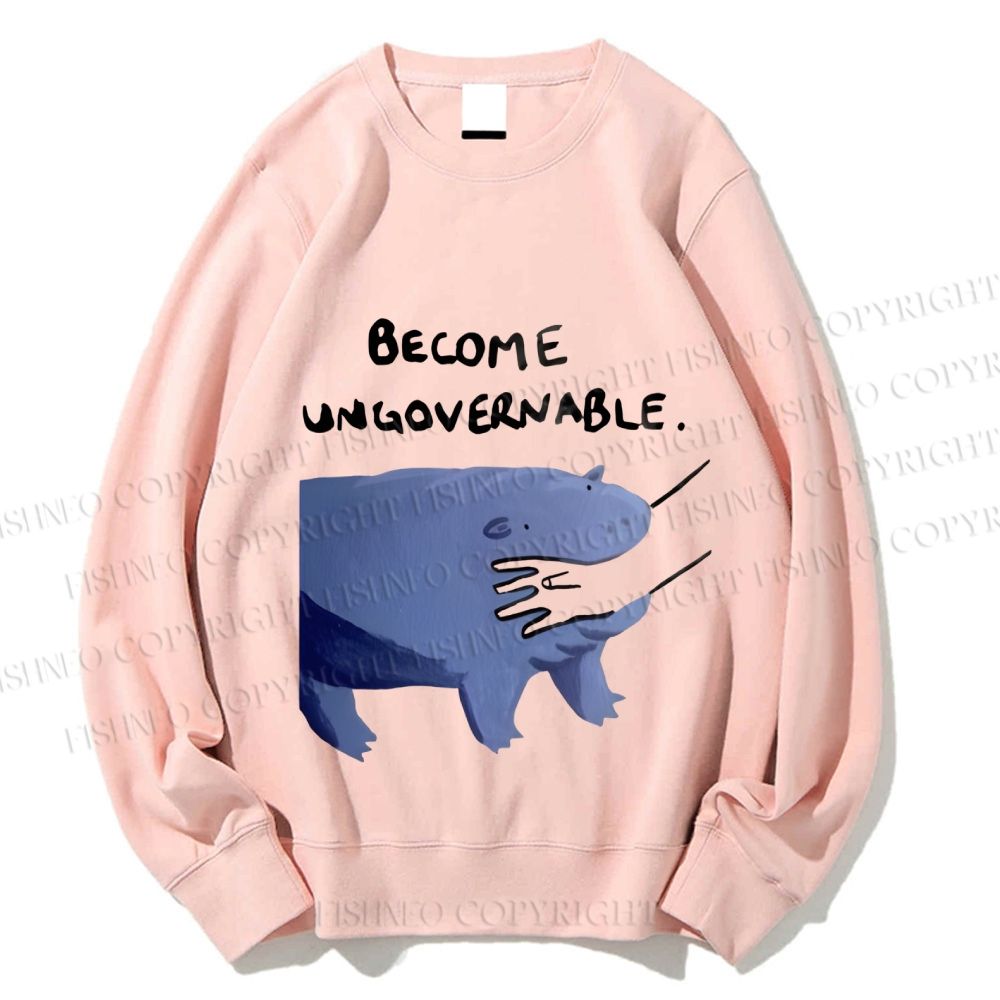 Unisex Hippo Bites Someone's Arm Printed Sweatshirt