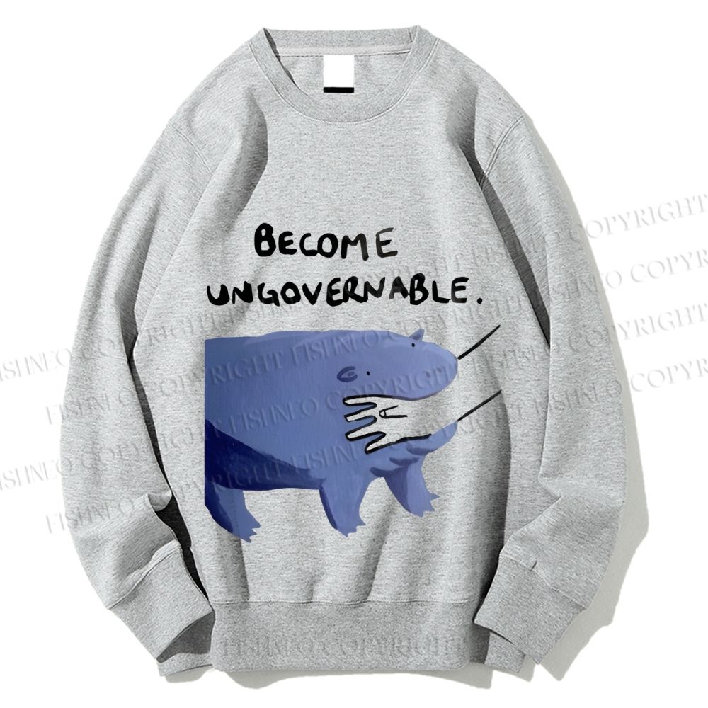 Unisex Hippo Bites Someone's Arm Printed Sweatshirt