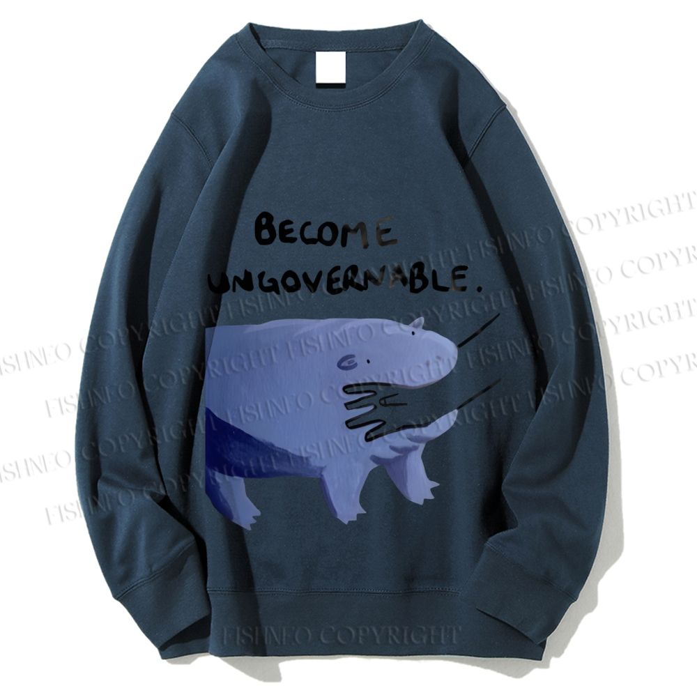 Unisex Hippo Bites Someone's Arm Printed Sweatshirt