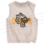 Unisex Osaka Tiger Printed Washed Tank Top