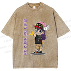 Unisex Arale Norimaki No Punk No Life Printed Washed Tee