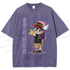 Unisex Arale Norimaki No Punk No Life Printed Washed Tee