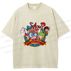 Unisex Arale Norimaki Graffiti Printed Washed Tee