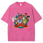 Unisex Arale Norimaki Graffiti Printed Washed Tee