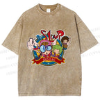 Unisex Arale Norimaki Graffiti Printed Washed Tee