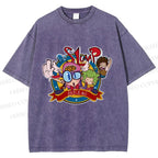 Unisex Arale Norimaki Graffiti Printed Washed Tee