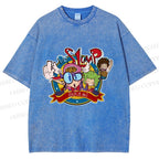Unisex Arale Norimaki Graffiti Printed Washed Tee