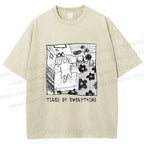 Unisex Cat in Bed Tired of Everything Printed Washed Tee