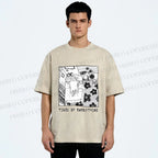 Unisex Cat in Bed Tired of Everything Printed Washed Tee