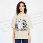 Unisex Cat in Bed Tired of Everything Printed Washed Tee