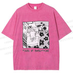 Unisex Cat in Bed Tired of Everything Printed Washed Tee