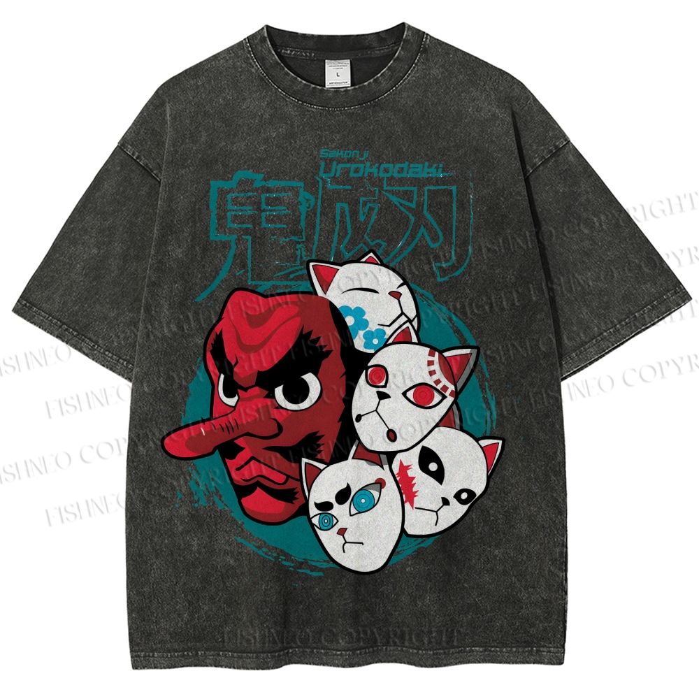 Unisex Sakonji Urokodaki Printed Washed Tee
