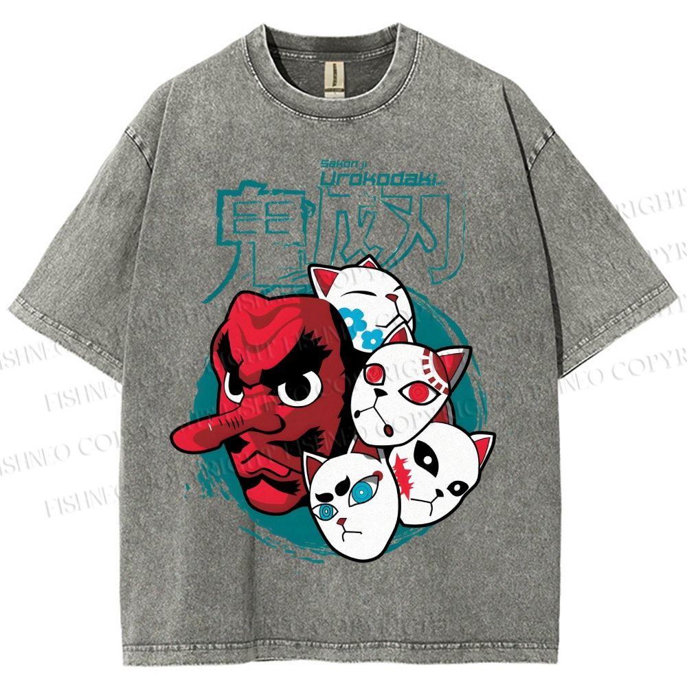 Unisex Sakonji Urokodaki Printed Washed Tee