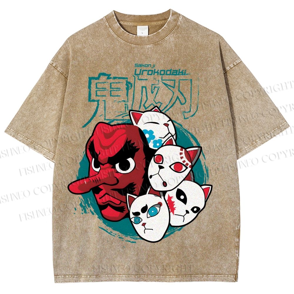 Unisex Sakonji Urokodaki Printed Washed Tee