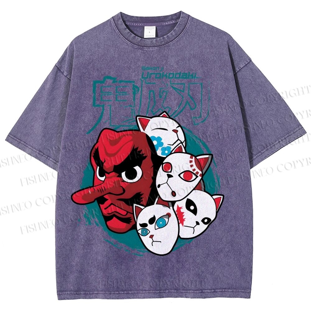 Unisex Sakonji Urokodaki Printed Washed Tee