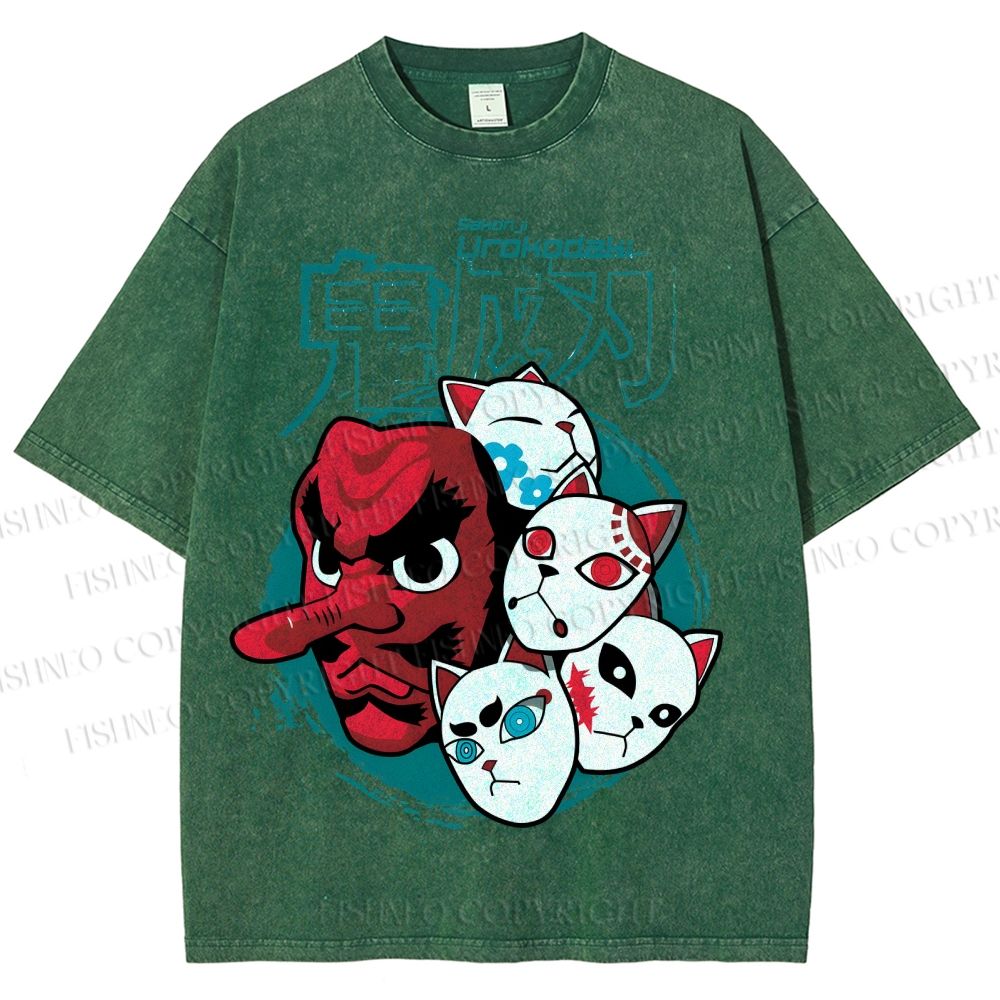 Unisex Sakonji Urokodaki Printed Washed Tee