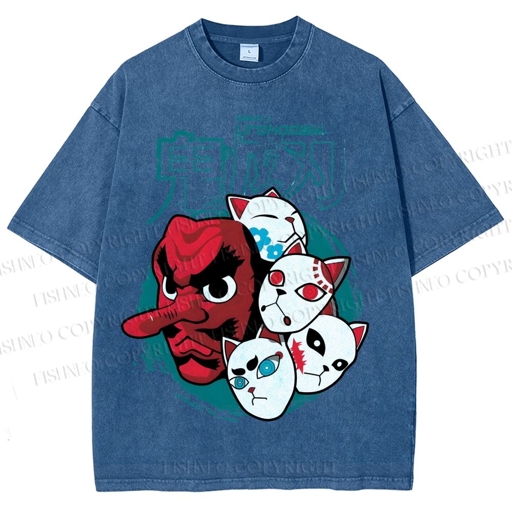 Unisex Sakonji Urokodaki Printed Washed Tee