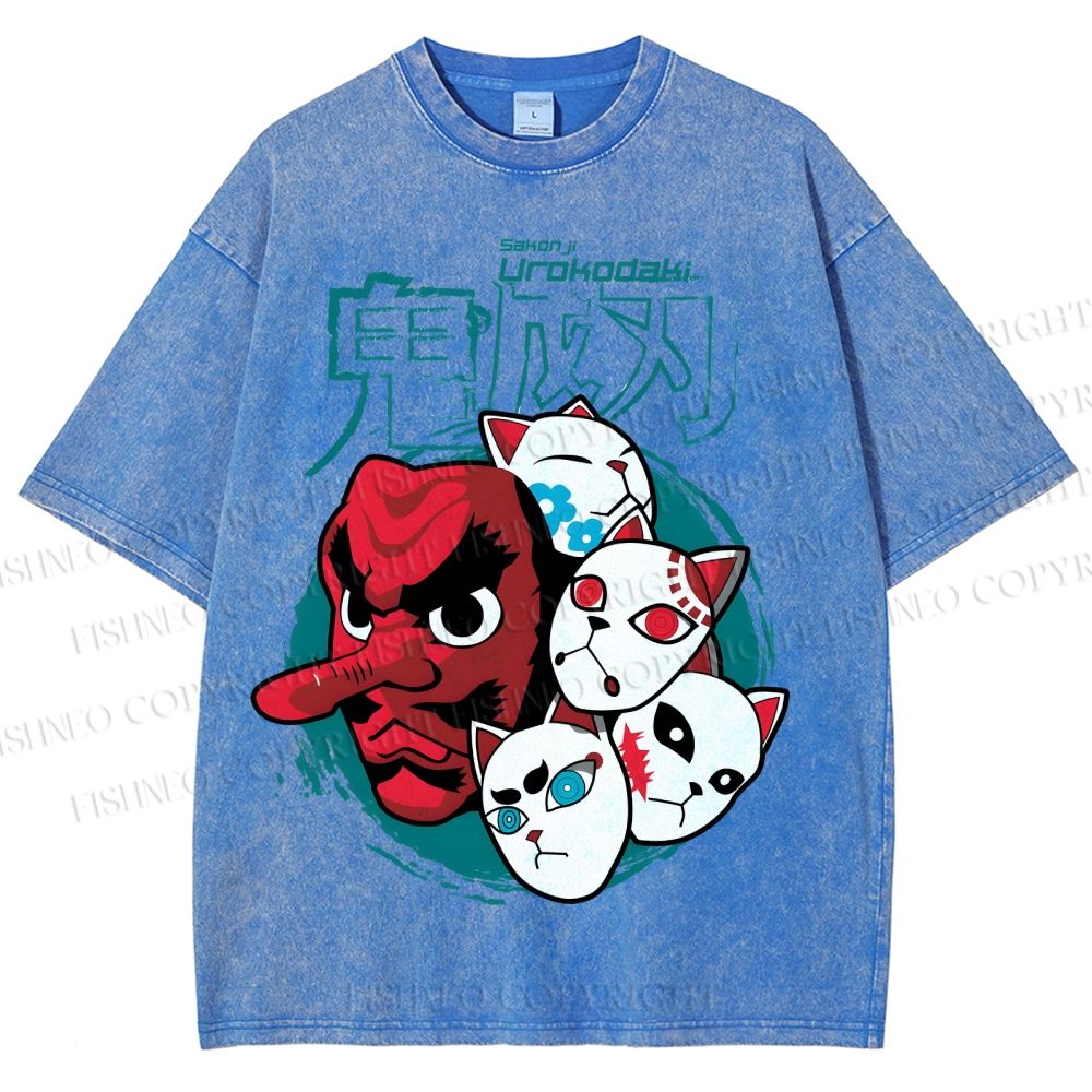 Unisex Sakonji Urokodaki Printed Washed Tee