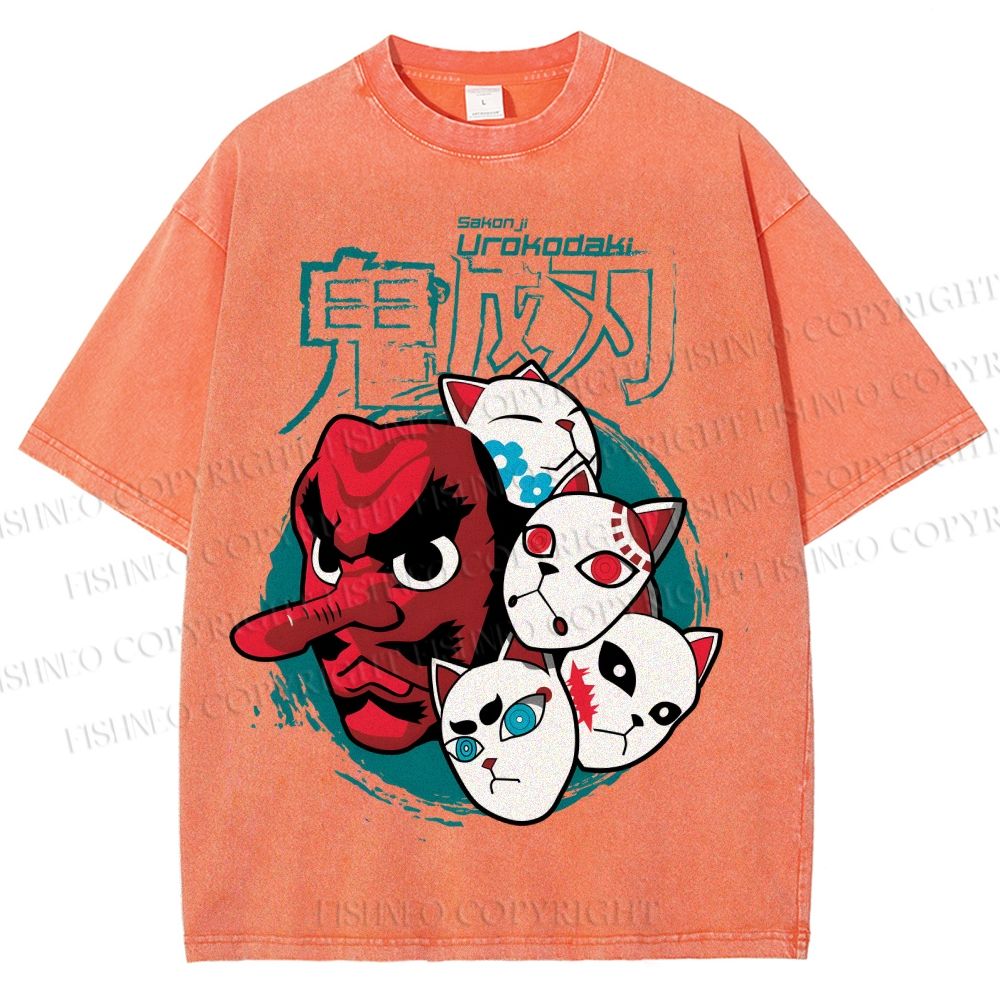 Unisex Sakonji Urokodaki Printed Washed Tee