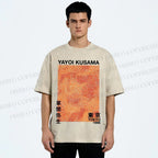 Unisex Japanese Yayoi Kusama Graffiti Printed Washed Tee