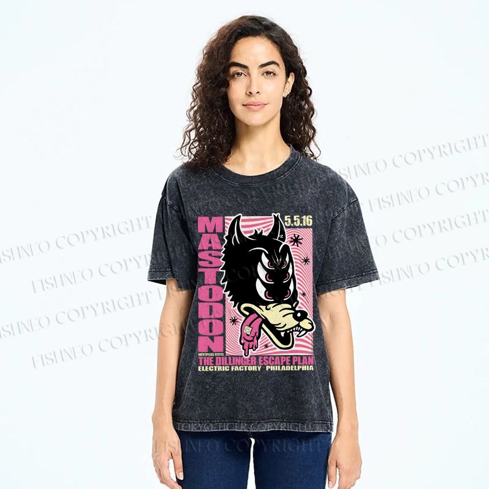 Unisex Mastodon The Dillinger Escape Plan Printed Washed Tee