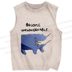 Unisex Hippo Bites Someone's Arm Printed Washed Tank Top