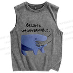 Unisex Hippo Bites Someone's Arm Printed Washed Tank Top