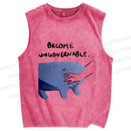 Unisex Hippo Bites Someone's Arm Printed Washed Tank Top