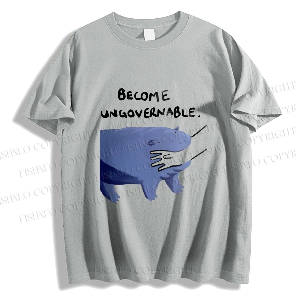 Unisex Classic Cotton Hippo Bites Someone's Arm Printed T-shirt