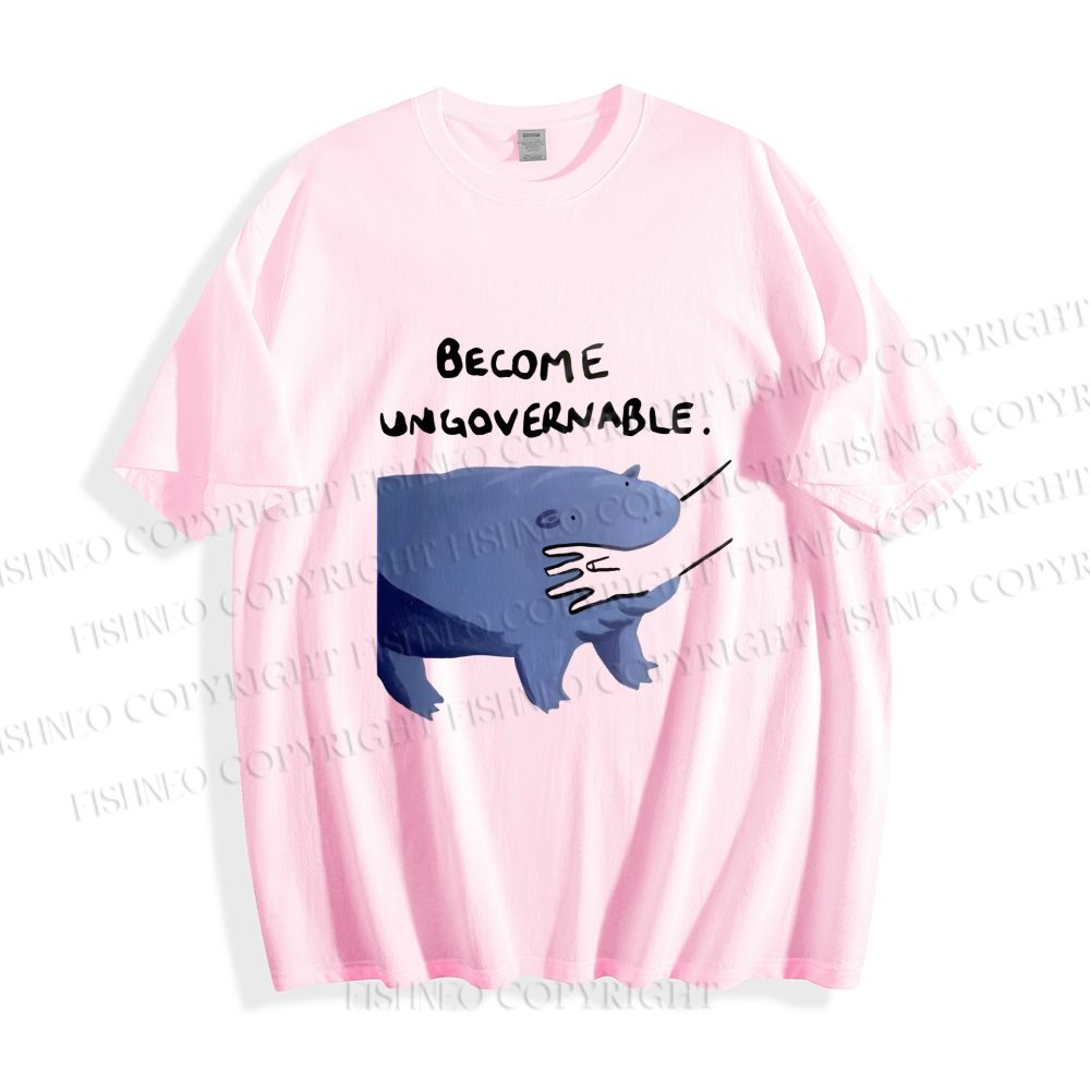 Unisex Classic Cotton Hippo Bites Someone's Arm Printed T-shirt