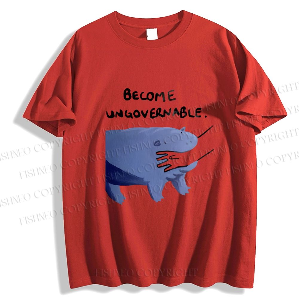 Unisex Classic Cotton Hippo Bites Someone's Arm Printed T-shirt
