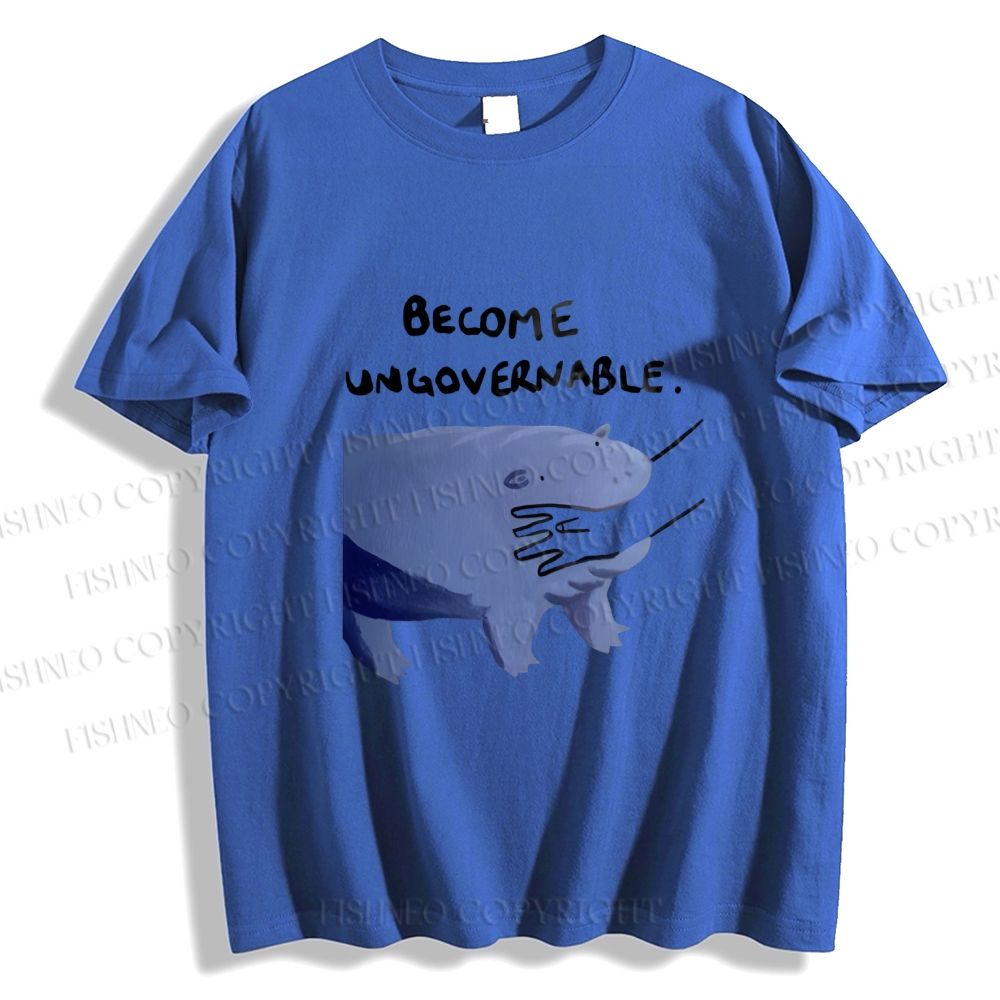 Unisex Classic Cotton Hippo Bites Someone's Arm Printed T-shirt