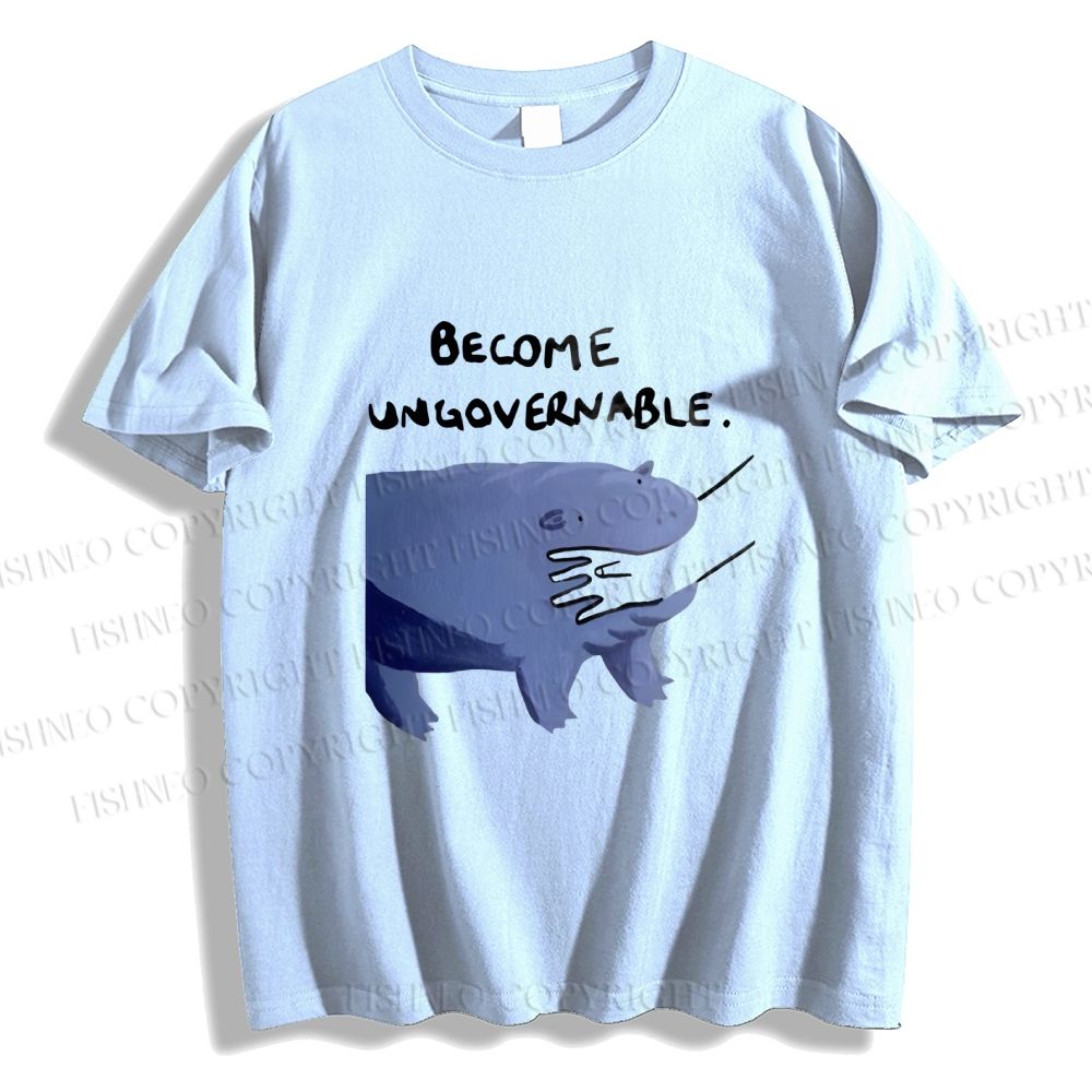 Unisex Classic Cotton Hippo Bites Someone's Arm Printed T-shirt
