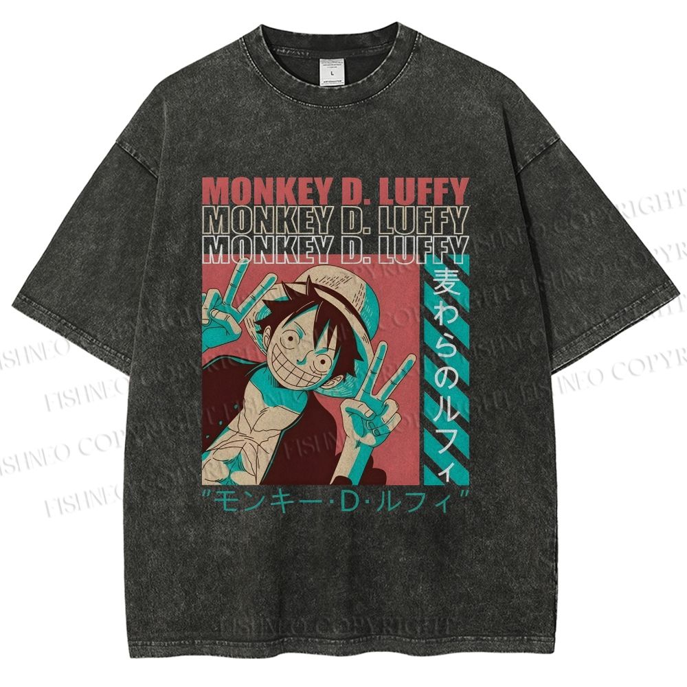 Unisex Monkey D. Luffy Printed Washed Tee