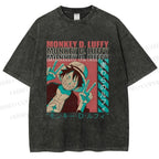 Unisex Monkey D. Luffy Printed Washed Tee