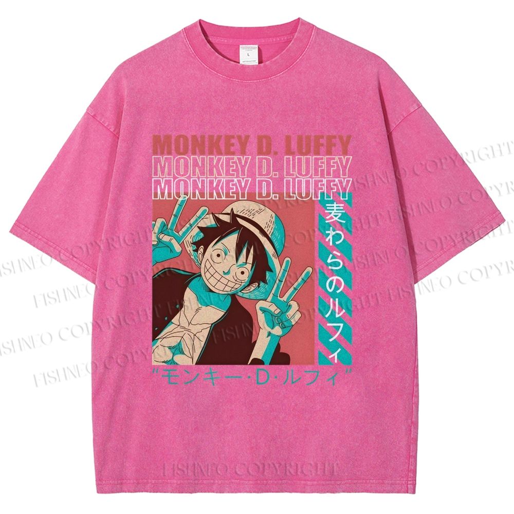 Unisex Monkey D. Luffy Printed Washed Tee