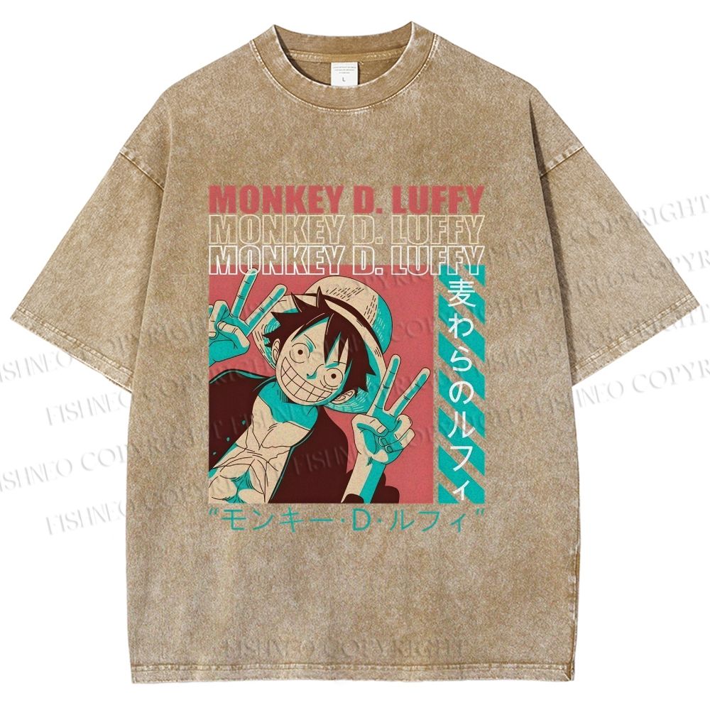Unisex Monkey D. Luffy Printed Washed Tee