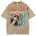 Unisex Monkey D. Luffy Printed Washed Tee