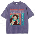 Unisex Monkey D. Luffy Printed Washed Tee