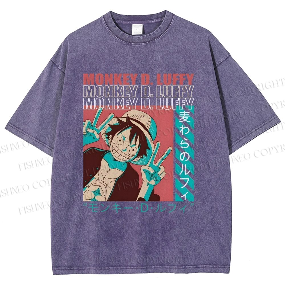 Unisex Monkey D. Luffy Printed Washed Tee