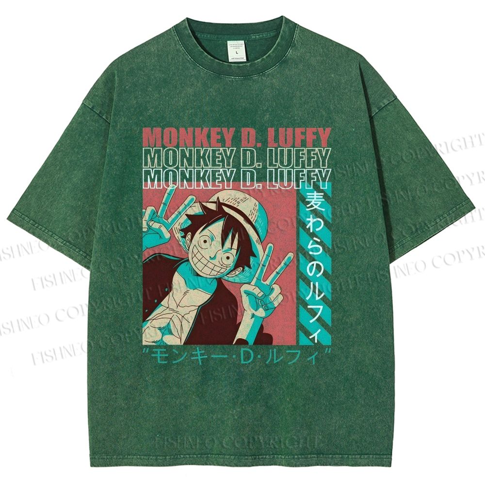 Unisex Monkey D. Luffy Printed Washed Tee