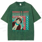 Unisex Monkey D. Luffy Printed Washed Tee