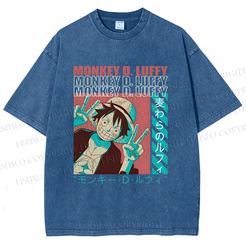 Unisex Monkey D. Luffy Printed Washed Tee