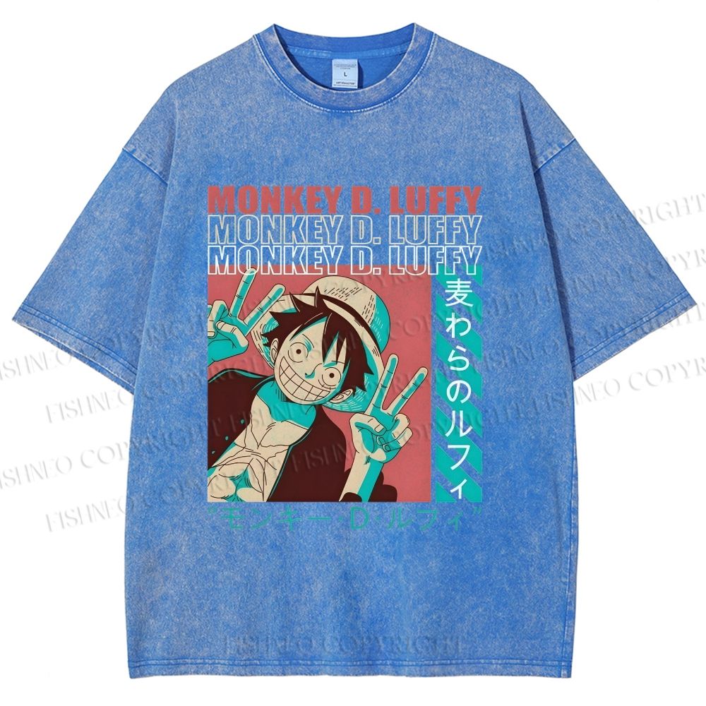 Unisex Monkey D. Luffy Printed Washed Tee