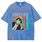 Unisex Monkey D. Luffy Printed Washed Tee