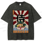 Unisex Ramen Bowl Illustration Printed Washed Tee