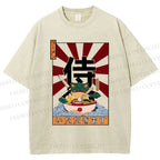 Unisex Ramen Bowl Illustration Printed Washed Tee