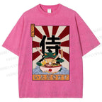 Unisex Ramen Bowl Illustration Printed Washed Tee